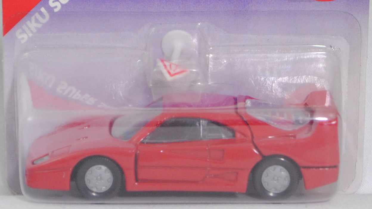 00004 Ferrari F40 (Typ F120, Modell 1987-1992), karminrot, Nummernschild hinten silber, Chassis schwarz, Hong, mit CE-Zeichen, B6, SIKU SUPER, 1:56, P27