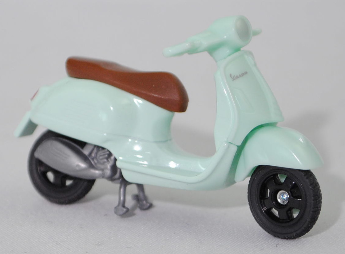 00000 Vespa 125 GTS Super (6. Generation, Baureihe GTS, Modell 2019-), Frontschild mit Fahrgestell blass-lichtgrün (grün relax VK), SIKU SUPER, 1:34, P29f