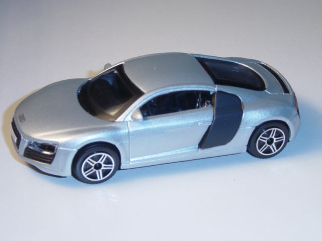 Audi R8 4.2 FSI, Mj. 2007, silber, Bburago, 1:43, mb