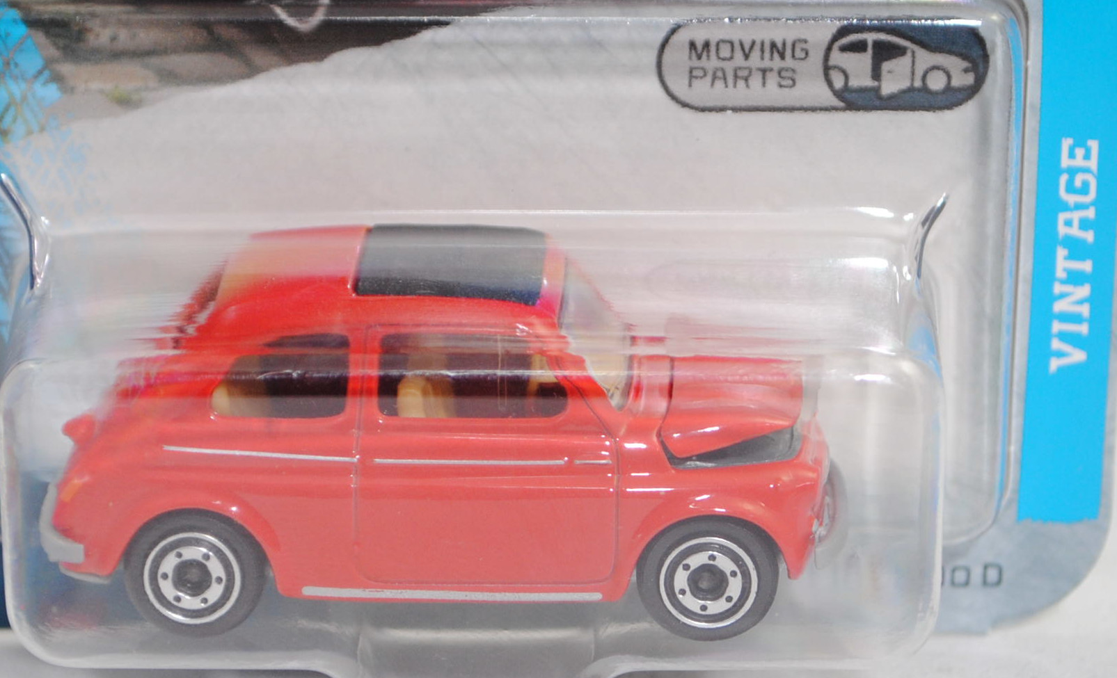 Fiat 500 D (1. Generation, Typ 110, D-Serie, Facelift 1960, Modell 1960-1965) mit geschlossenem Faltdach (Nr. 284B), rot, innen beige, majorette, 1:47, Blister (VINTAGE PREMIUM CARS)
