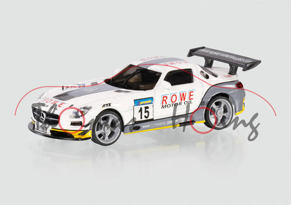 Mercedes SLS GT, reinweiß, ROWE / MOTOR OIL, Nr. 15, SIKU Racing GT Challange, mit Akku, Akku-Ladest