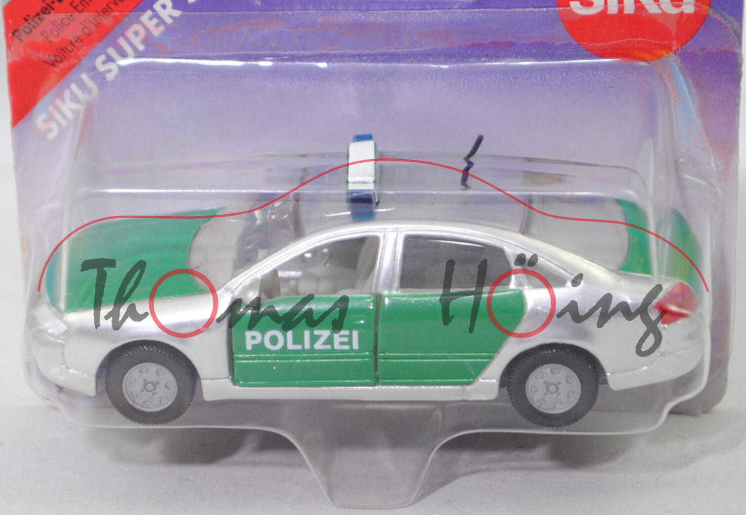 00000 Audi A6 1.9 TDI Advance (C5, Typ 4B, VFL, Mod. 97-01) Polizei-Einsatzfahrzeug, weißaluminiummetallic, POLIZEI, SIKU, 1:53, P26 geklebt