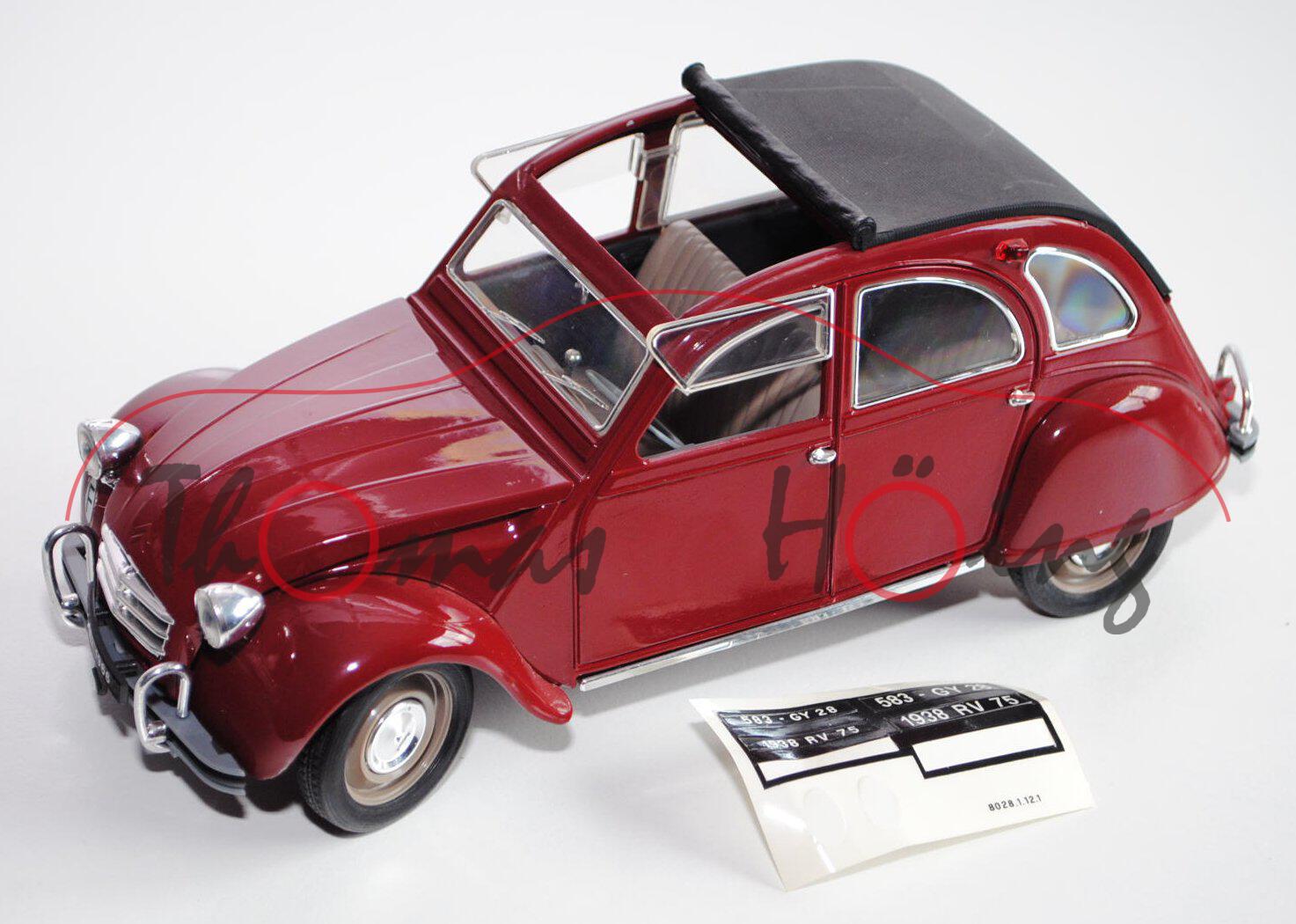 Citroen 2 CV, Modell 1966, purpurrot, Motorhaube zu öffnen, solido, 1:17