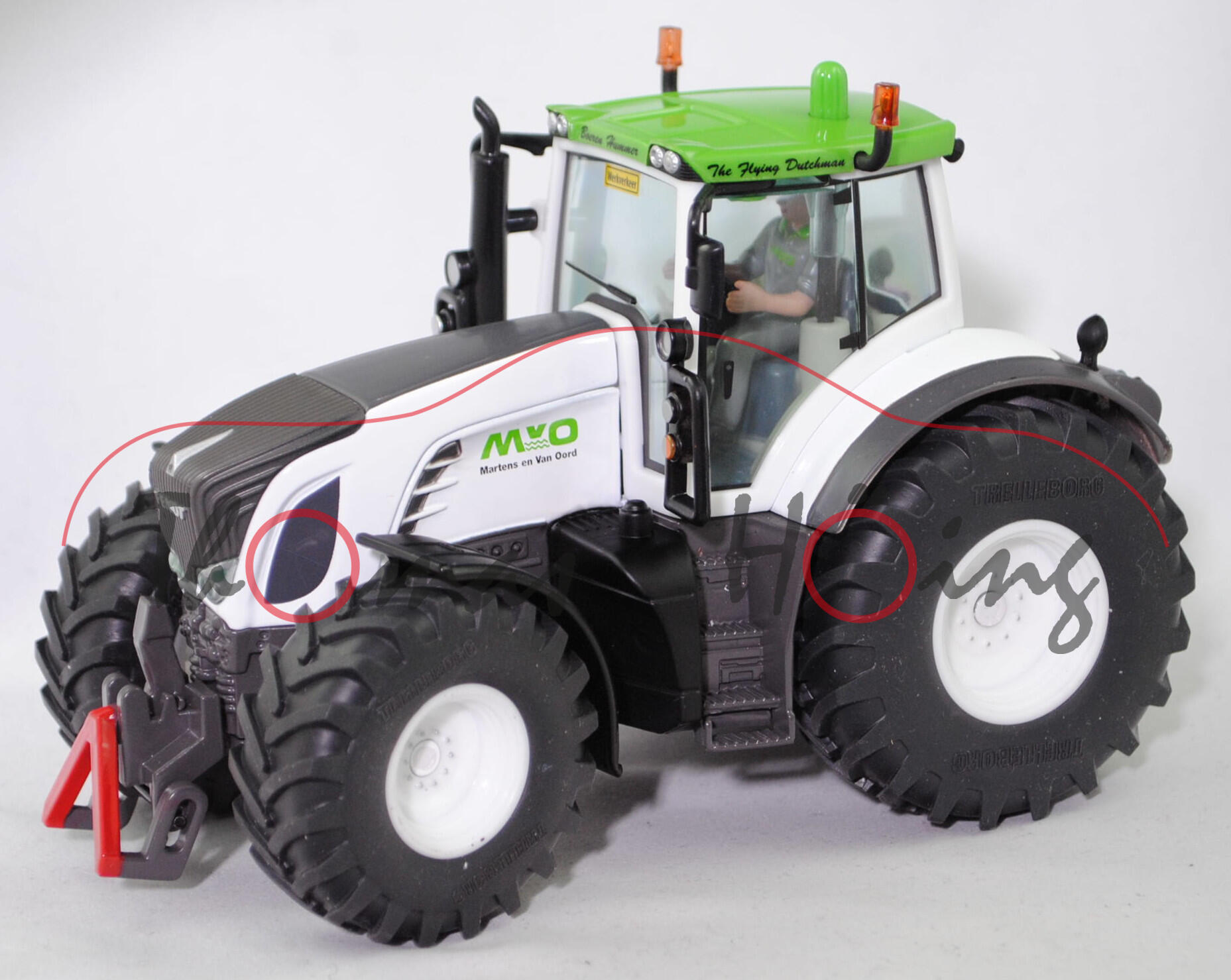 00301 Fendt 936 Vario (Modell 2006-2010), grün/weiß/mattschwarz, MVO / Martens en Van Oord, SIKU, 1:32, Werbebox