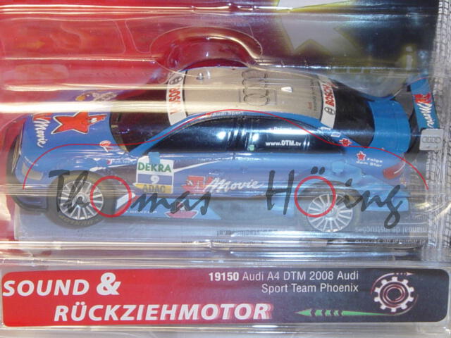 Audi A4 DTM 2010, Mj. 2008, himmelblau, TV Movie, Nr. 9, Prémat, Carrera, 1:43, mit Sound und Rückzi