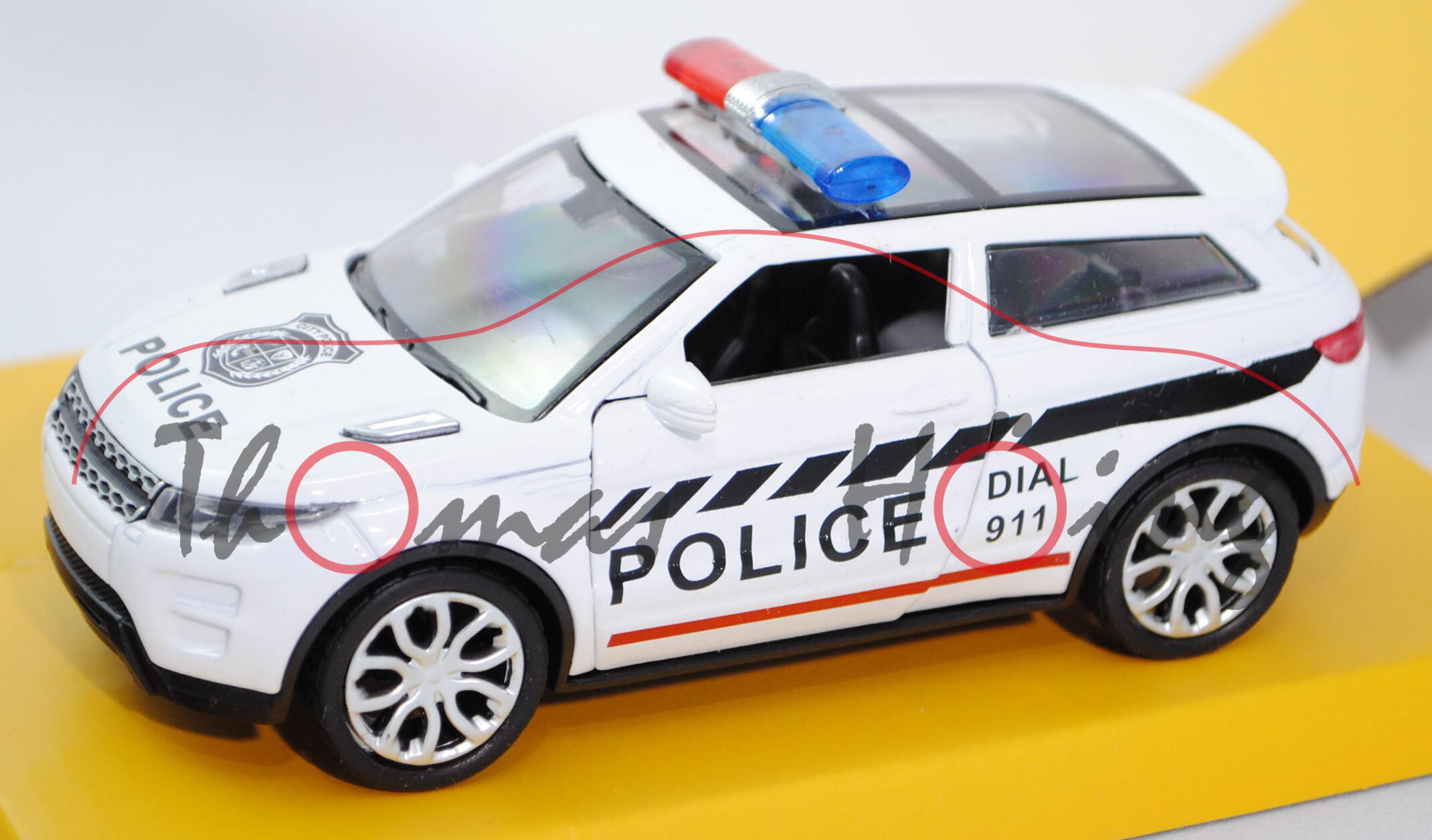 Range Rover Evoque Coupé (Typ L538, Dreitürer, Modell 2011-2015) Polizei, reinweiß, POLICE / DIAL /