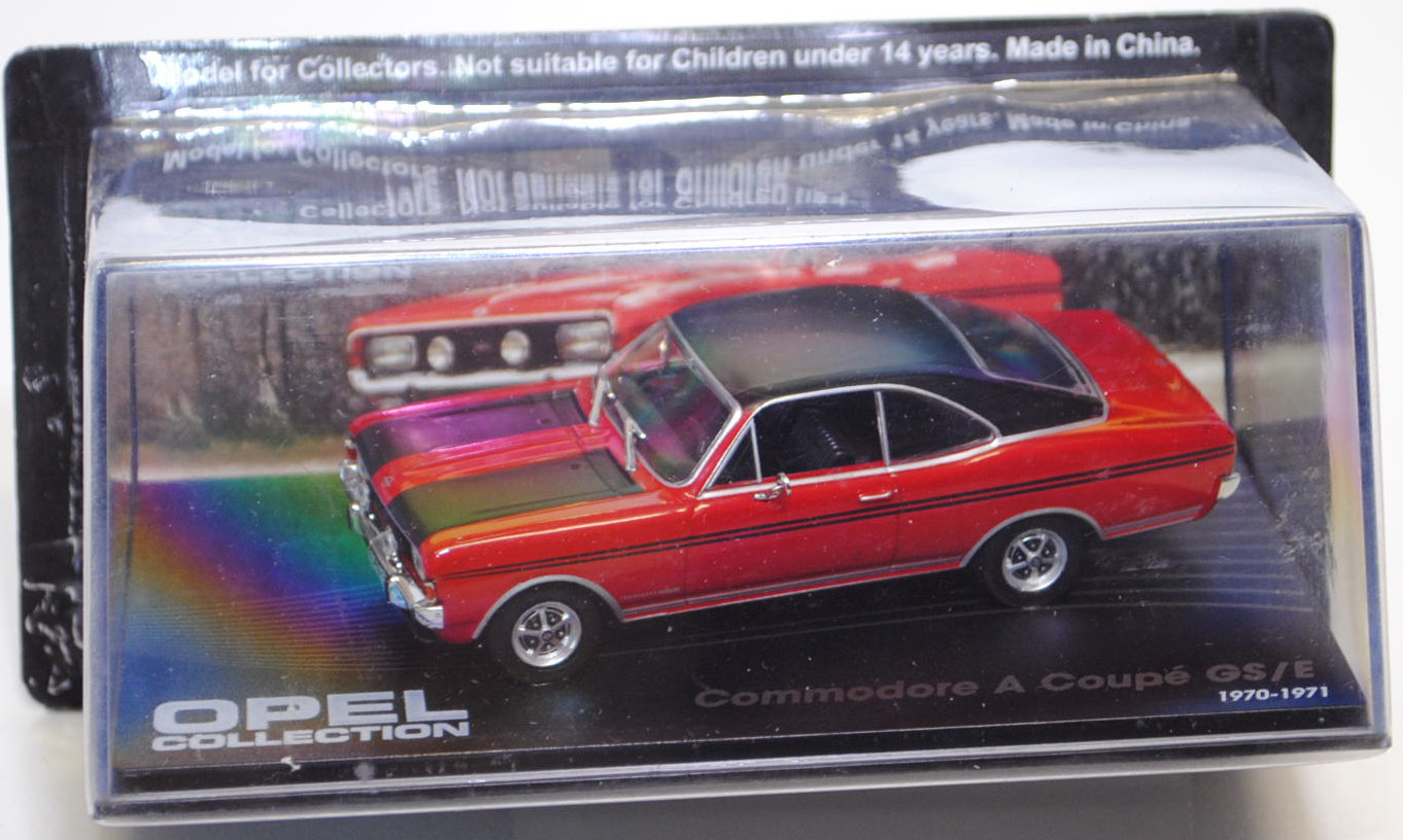 Opel Commodore A Coupé GS/E, Modell 1970-1971, rubinrot/schwarz, EAGLEMOSS INTERNATIONAL LTD, 1:43, 