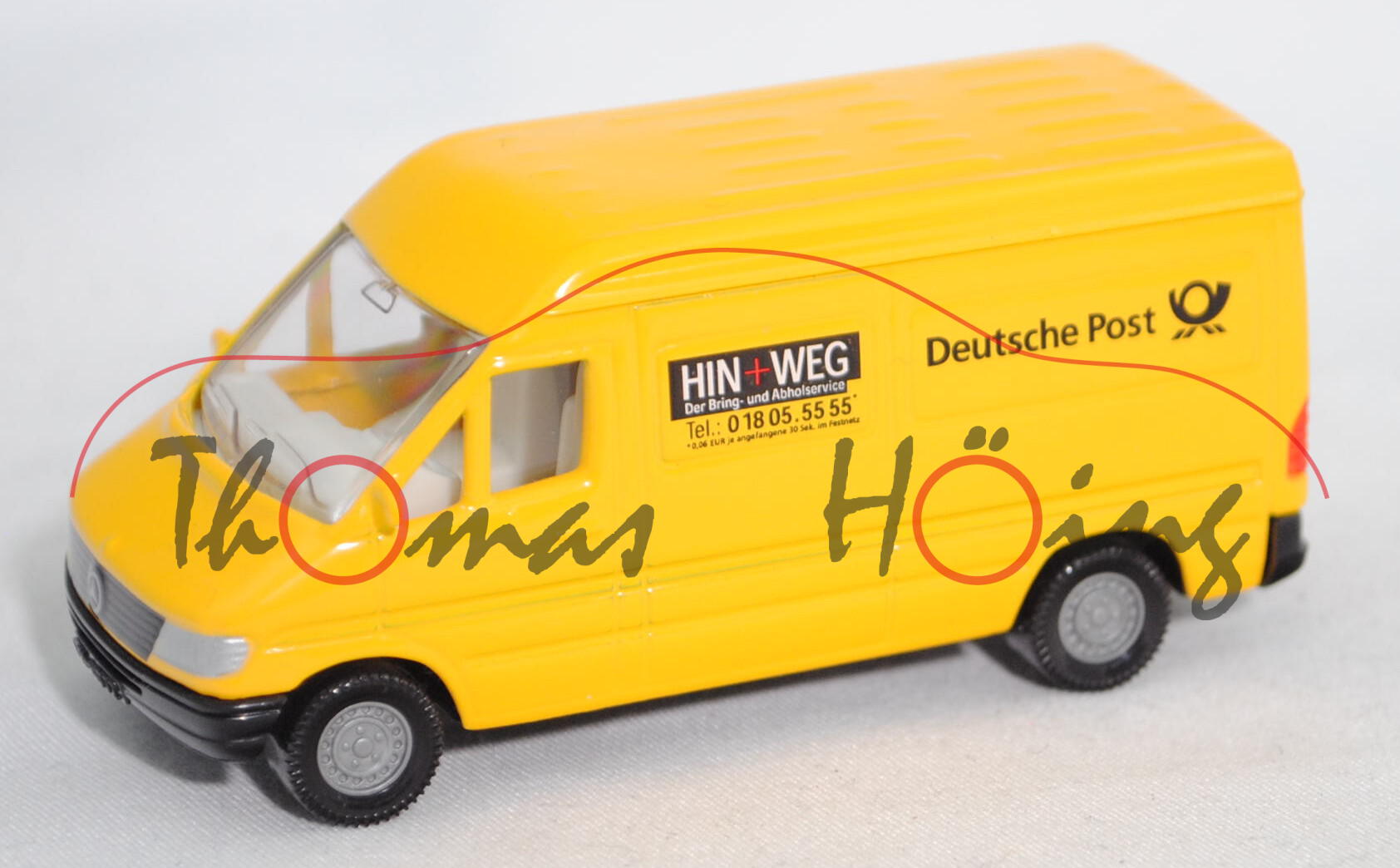 Mercedes-Benz Sprinter (T1N, Mod. 95-00) Hochdach-Kastenw. Postwagen, gelb, HIN+WEG / Deutsche Post