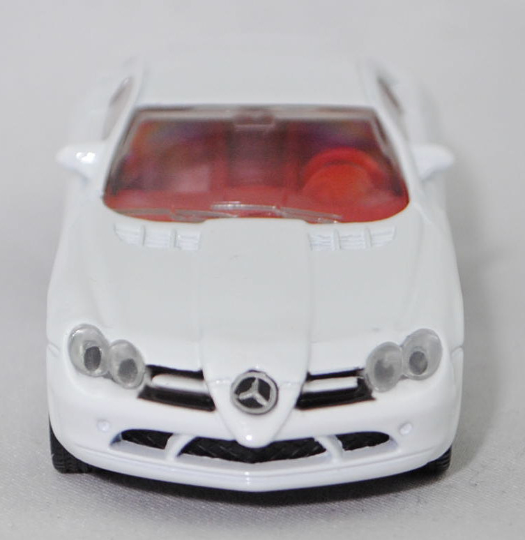 00003 Mercedes-Benz SLR McLaren (1. Generation, C 199, Modell 2004-2008), reinweiß, Bpr. 1004, B25a / B25b schwarz, SIKU SUPER, 1:55, m