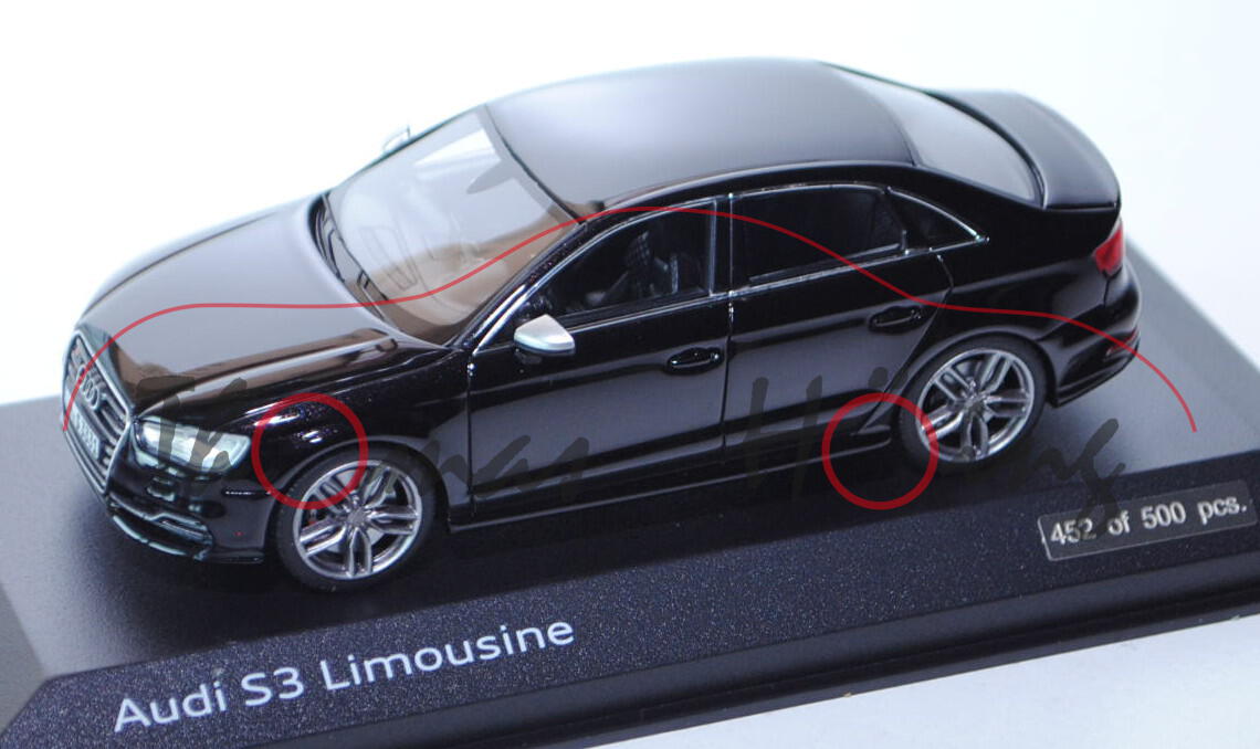 Audi S3 Limousine (Typ 8V), Modell 2013-, pantherschwarz, Minichamps, 1:43, Werbeschachtel