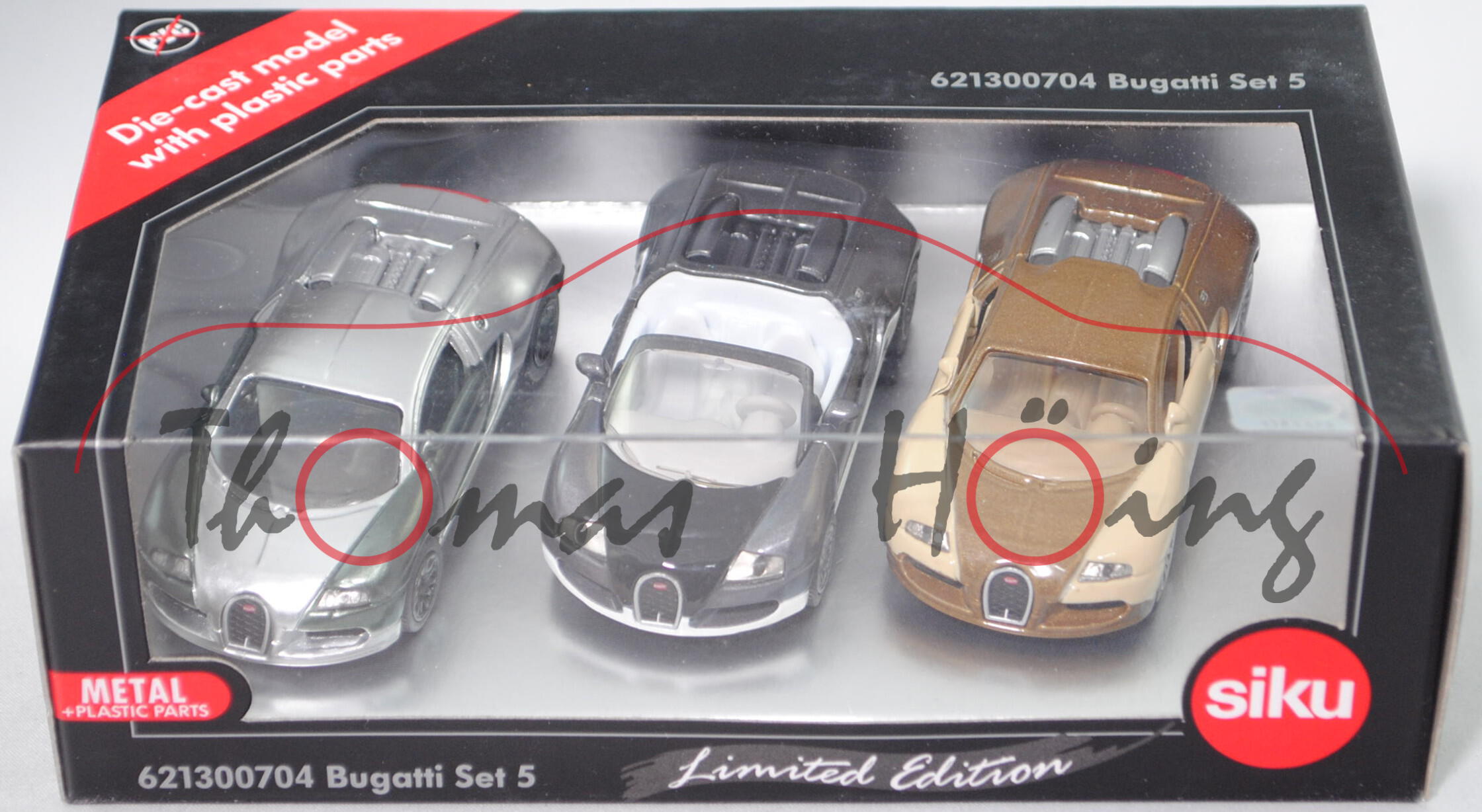 00705 Bugatti-Set 6: EB 16.4 Veyron+EB 16.4 Veyron Grand Sport, Werbebox (falsch) (Limited Edition)