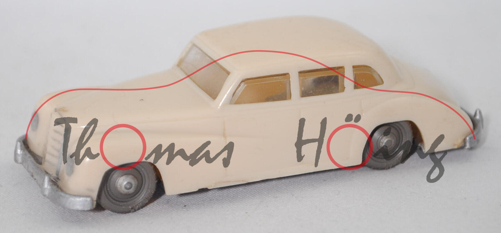 00002 Mercedes-Benz 300 b (Baureihe W 186 III, Modell 1954-1955), hellelfenbein, Stern weg, ca. 1:60