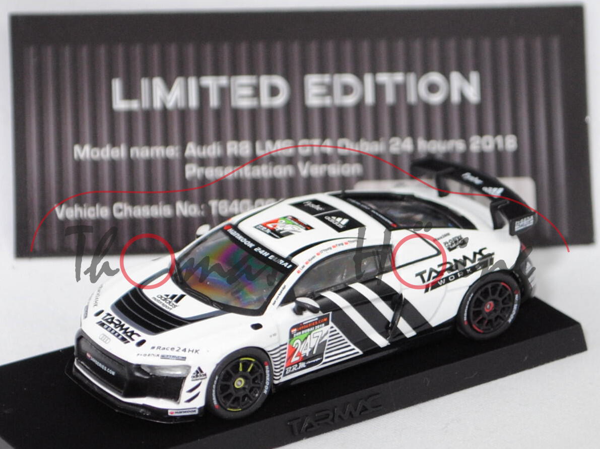 Audi R8 LMS GT4, Präsentation 24h von Dubai 2018, Nr. 247, Phoenix Racing, TARMAC WORKS, 1:64, mb