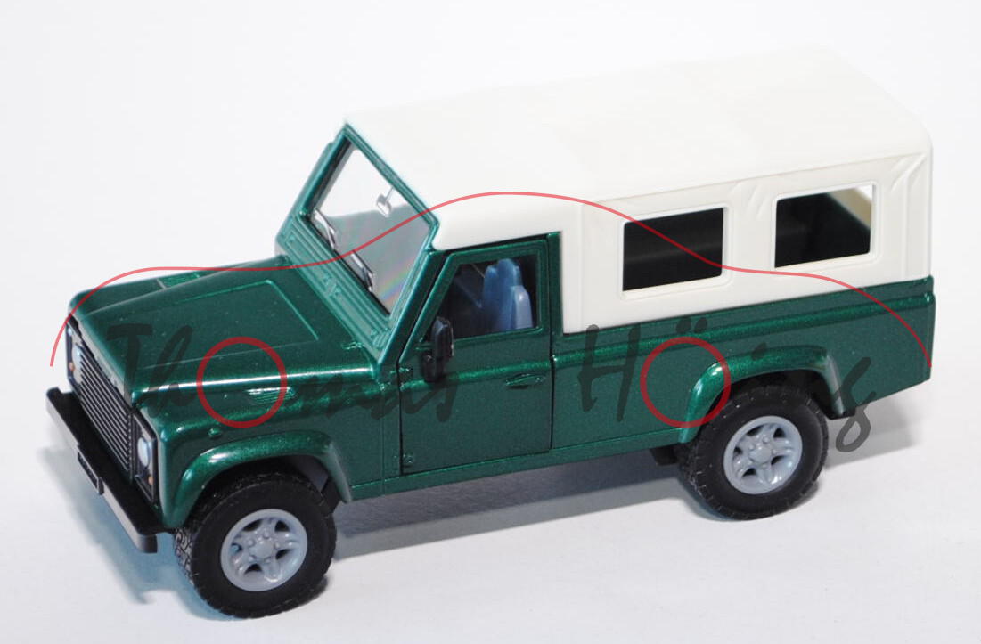 Land Rover Defender Soft Top, moosgrünmetallic, Verdeck perlweiß, L15