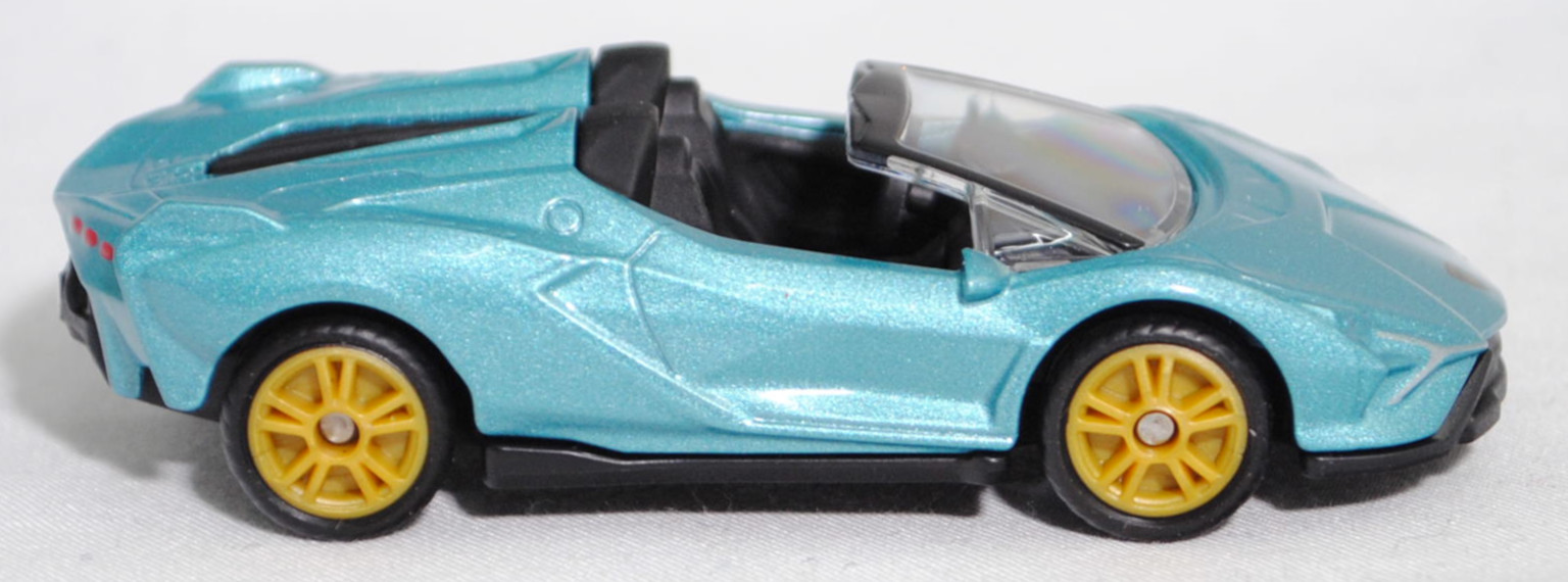 00000 Lamborghini Sián Roadster (1. Generation, Baureihe Sián Roadster, Modell 2020-), hell-wasserblaumetallic (blu uranus matt), innen schwarz, SIKU SUPER, 1:62, P29f