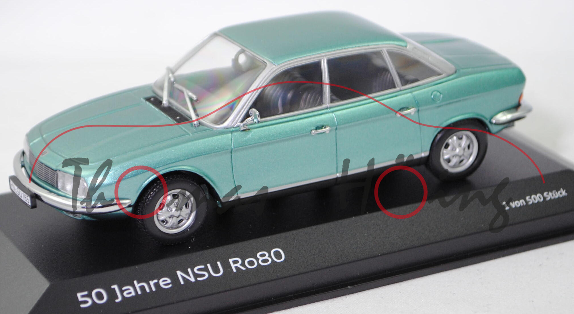 NSU Ro 80 (Typ 80, Ro = Rotationskolben, Modell 72-76), türkishellmetallic (L99Z), Minichamps, 1:43