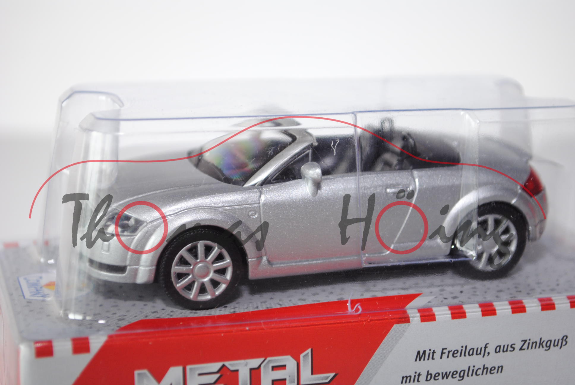 Audi TT Roadster, Mj. 1999, silber, innen schwarz, Lenkrad schwarz, Metal World, 1:43, mb