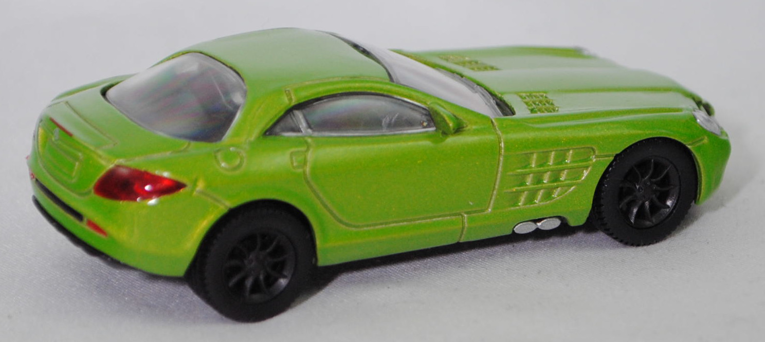 00006 Mercedes-Benz SLR McLaren (1. Generation, C 199, Modell 2004-2008), hell-gelbgrünmetallic, Bpr. 1004, B25a / B25b schwarz, SIKU SUPER, 1:55, m