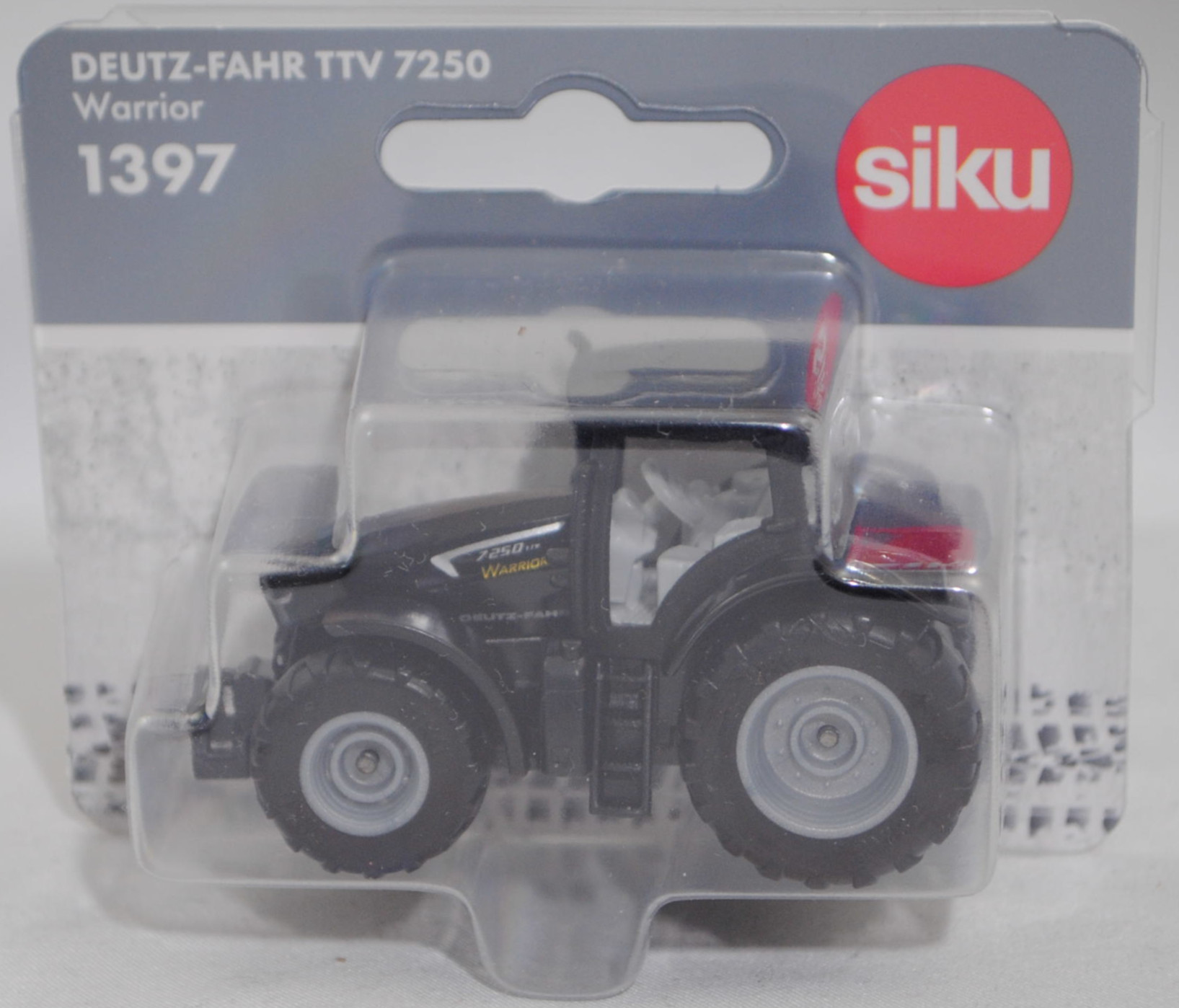 00000 DEUTZ-FAHR 7250 TTV Agrotron Warrior (Modell 2016-) Traktor, schwarz (vgl. brillantschwarz beim Original), C77 silbergrau / C78 silbergrau, SIKU SUPER, 1:77, P29f