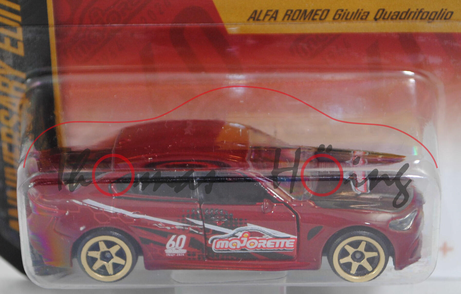 Alfa Romeo Giulia Quadrifoglio (Typ 952, Mod. 2016-2023), rubinrotmetallic, majorette, 1:60, Blister