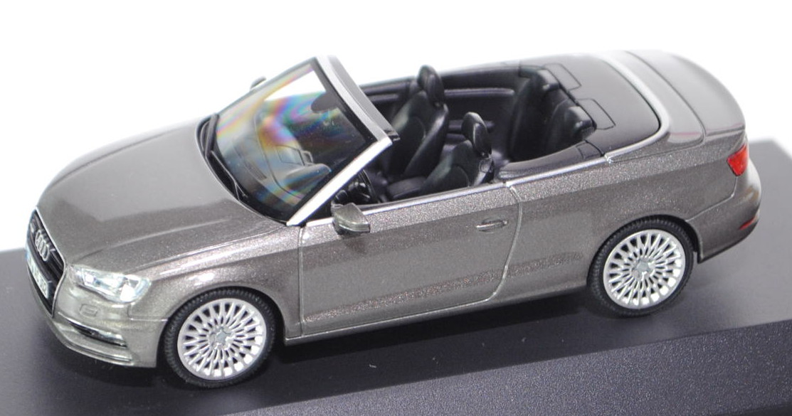 Audi A3 Cabriolet (Typ 8V), Modell 2013-, dakotagrau, Herpa, 1:43, Werbeschachtel