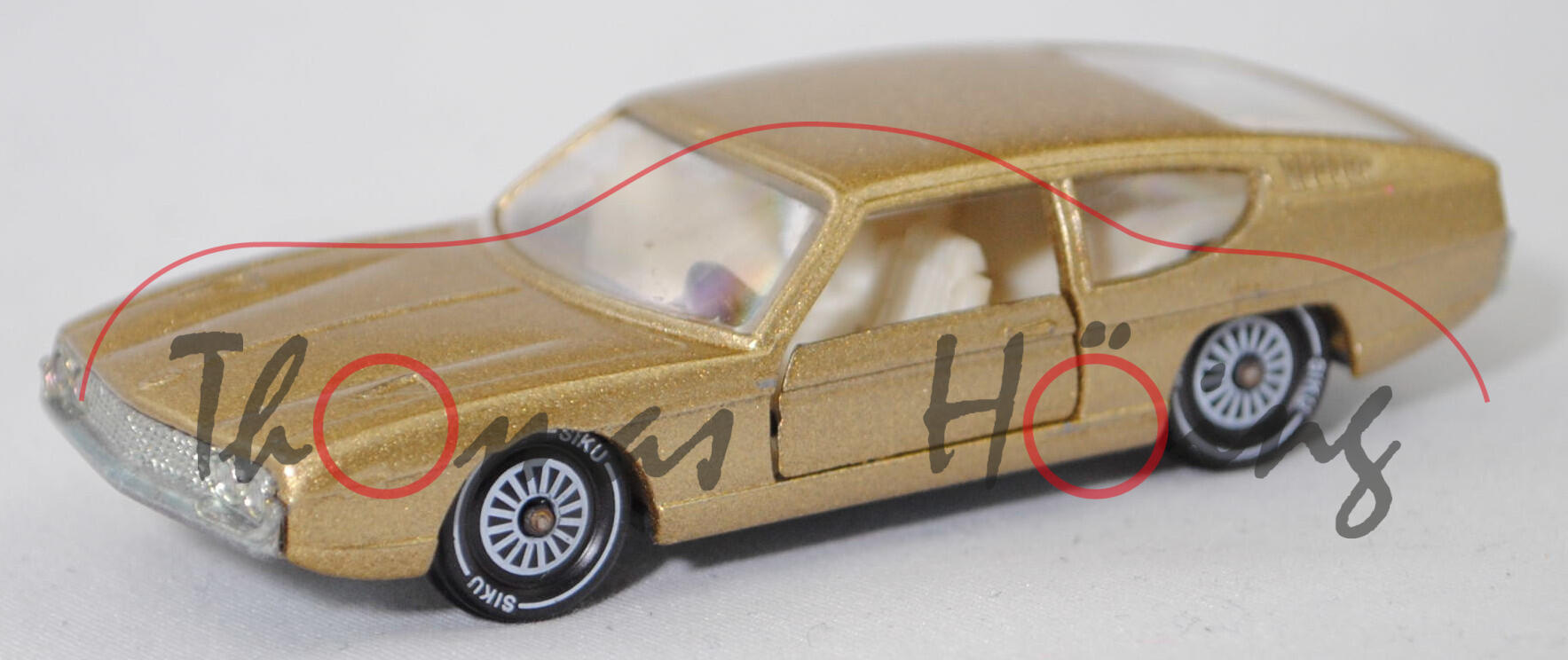06400 HU Lamborghini Espada 400 GT (Tipo 108, Serie 1 oder S1 genannt, Modell 1968-1970), goldmetallic, Chassis chrom, SIKU Ungarn / Metchy, 1:59, m (Limited Edition)