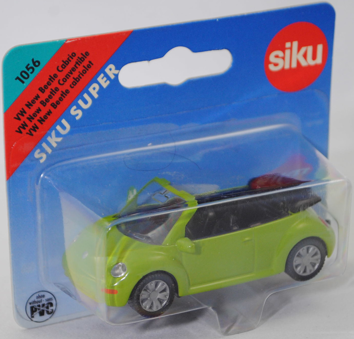 00401 VW New Beetle Cabriolet 2.0 (1. Generation, 1Y, Vorfacelift, Modell 2003-2005), hell-maigrün, SIKU SUPER, 1:55, P28a (Limited Edition Siku-Museum Stadtlohn)