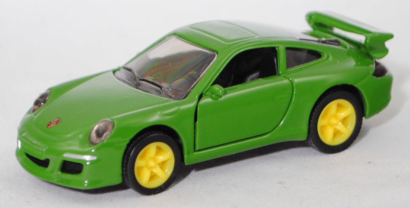 00006 Porsche 911 Carrera S (Typ 997.1 Coupé / 997 MK1 Coupé, Vorfacelift, Modell 2004-2008), hell-grasgrün, B22a / B22b geschlossen zinkgelb, SIKU SUPER, 1:55, m