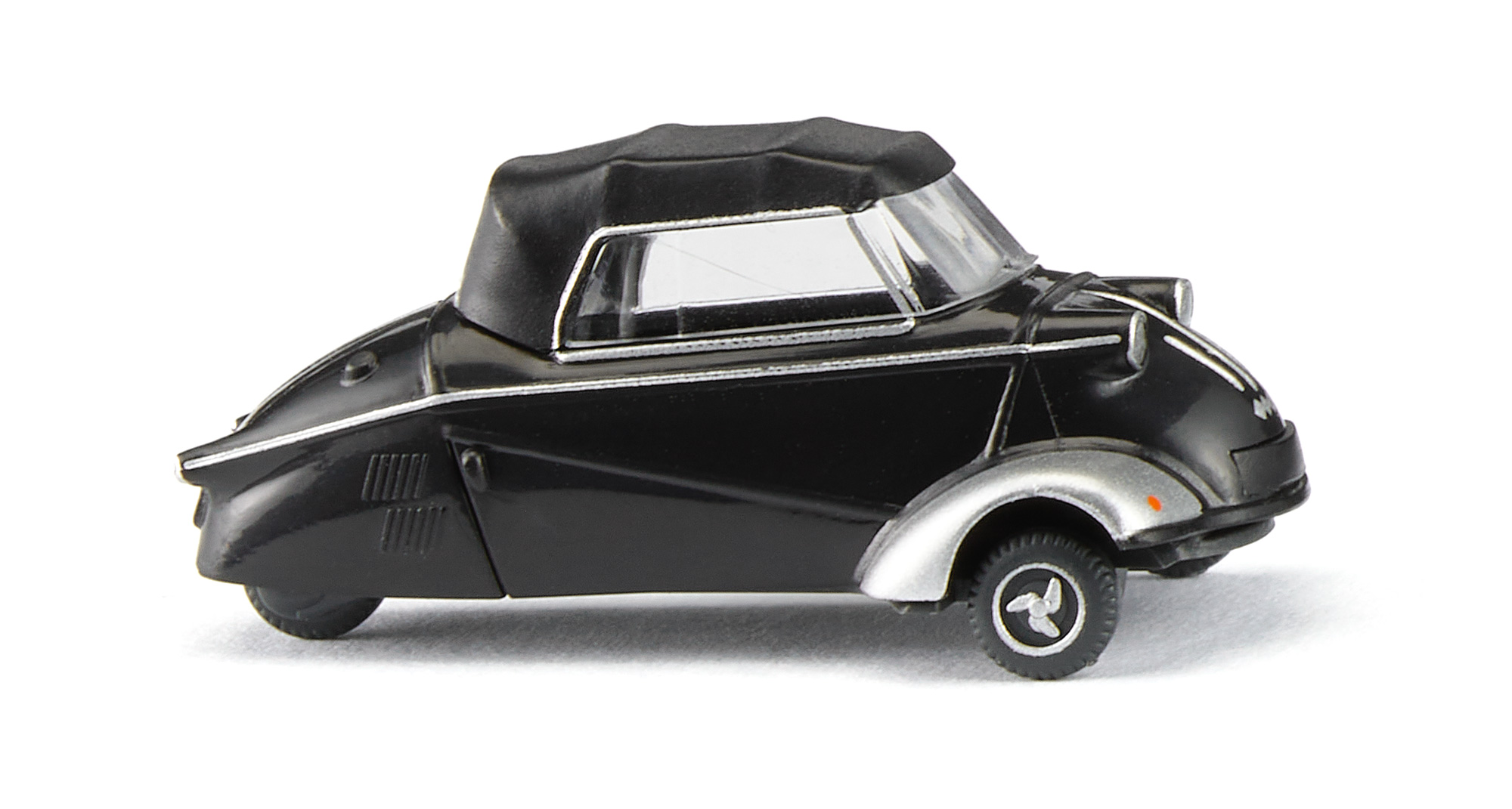 Messerschmitt-Kabinenroller KR 201 (2. Generation, Typ Roadster, Modell 1956-1964), Karosserie schwarz, Lenker schwarzgrau, Wiking, 1:87, mb
