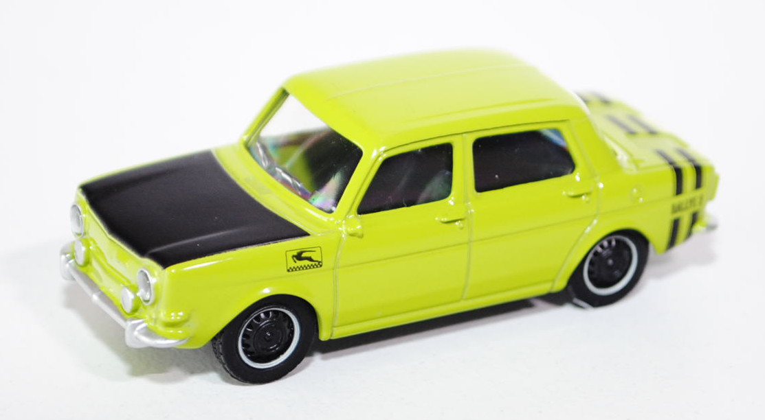 Simca 1000 Rallye 2, Modell 1972-1976, gelbgrün/schwarz, 1:54, Norev RETRO, mb