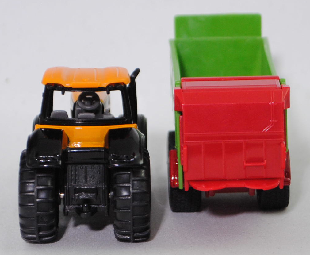 00000 JCB® 8250 V-TRONIC FASTRAC (Modell 2005-2011) und Strautmann Streublitz Universalstreuer VS 2004 (Modell 2012-2016), melonengelb/schwarz und gelbgrün, SIKU SUPER, P29f