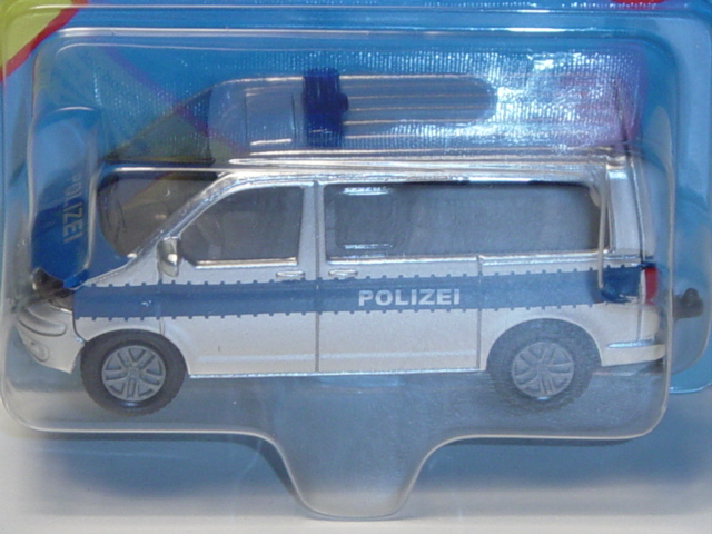 00001 VW T5 Multivan (Modell 2003-2009) Polizei-Mannschaftswagen, weißaluminiummetallic/grünblau, in