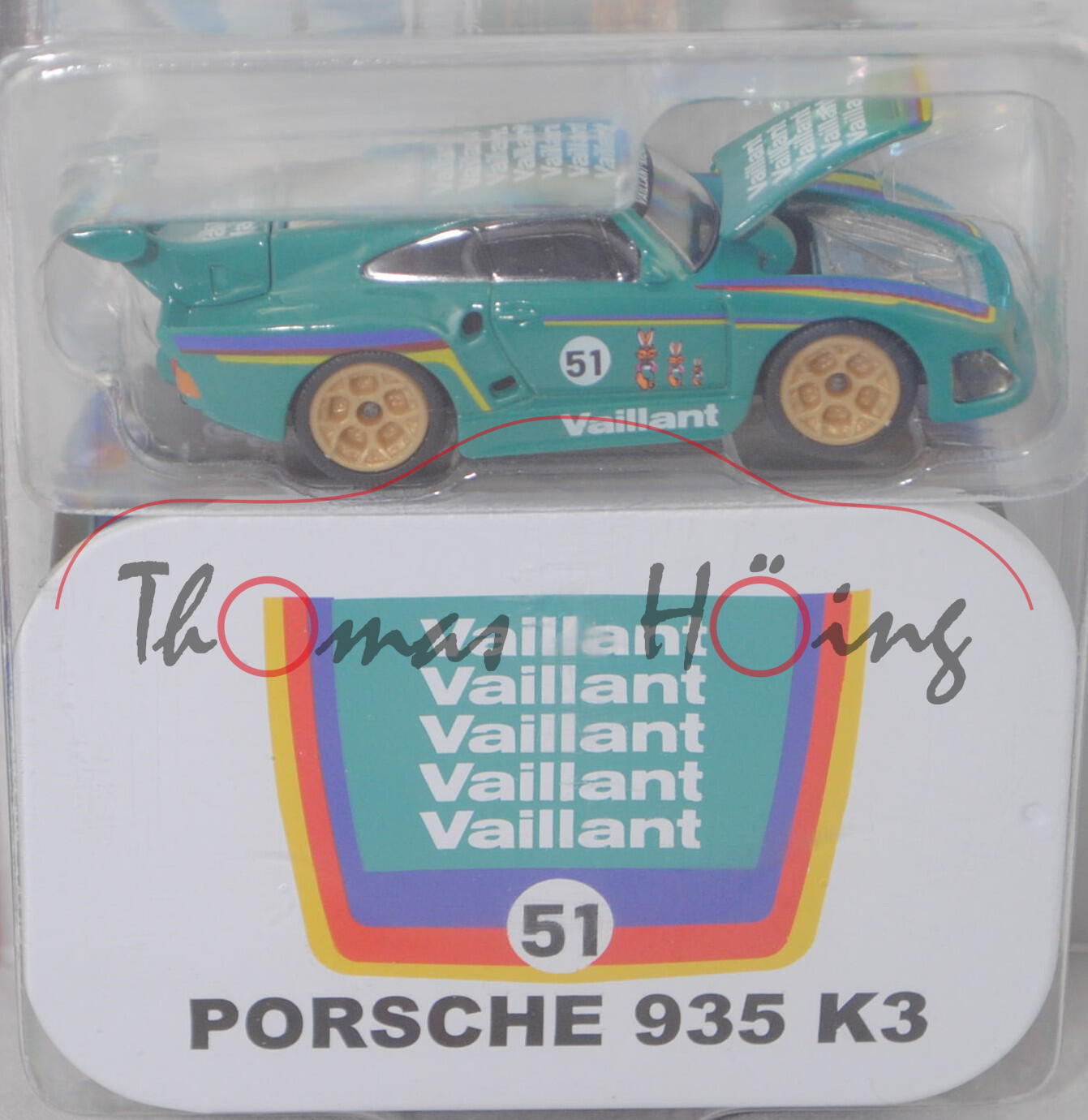 Porsche 935 K3/80 (Typ K3/80, Modell 1980-1981), türkisgrün, Nr. 51, majorette, 1:62, Blister