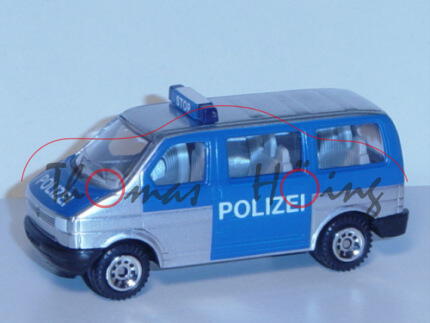 VW T4 facelift Caravelle (Modell 1996-2003) Polizei-Mannschaftswagen, weißaluminiummetallic/verkehrs