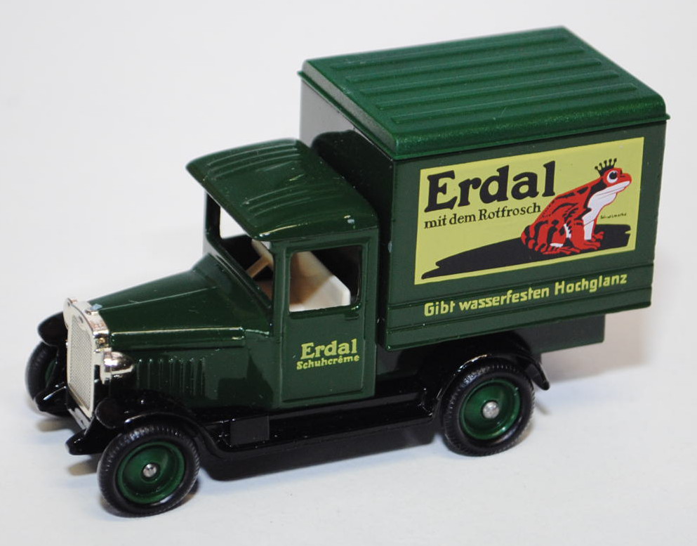 Chevrolet Box Van, Modell 1934, moosgrün/schwarz, Erdal / mit dem Rotfrosch / Gibt wasserfesten Hoch