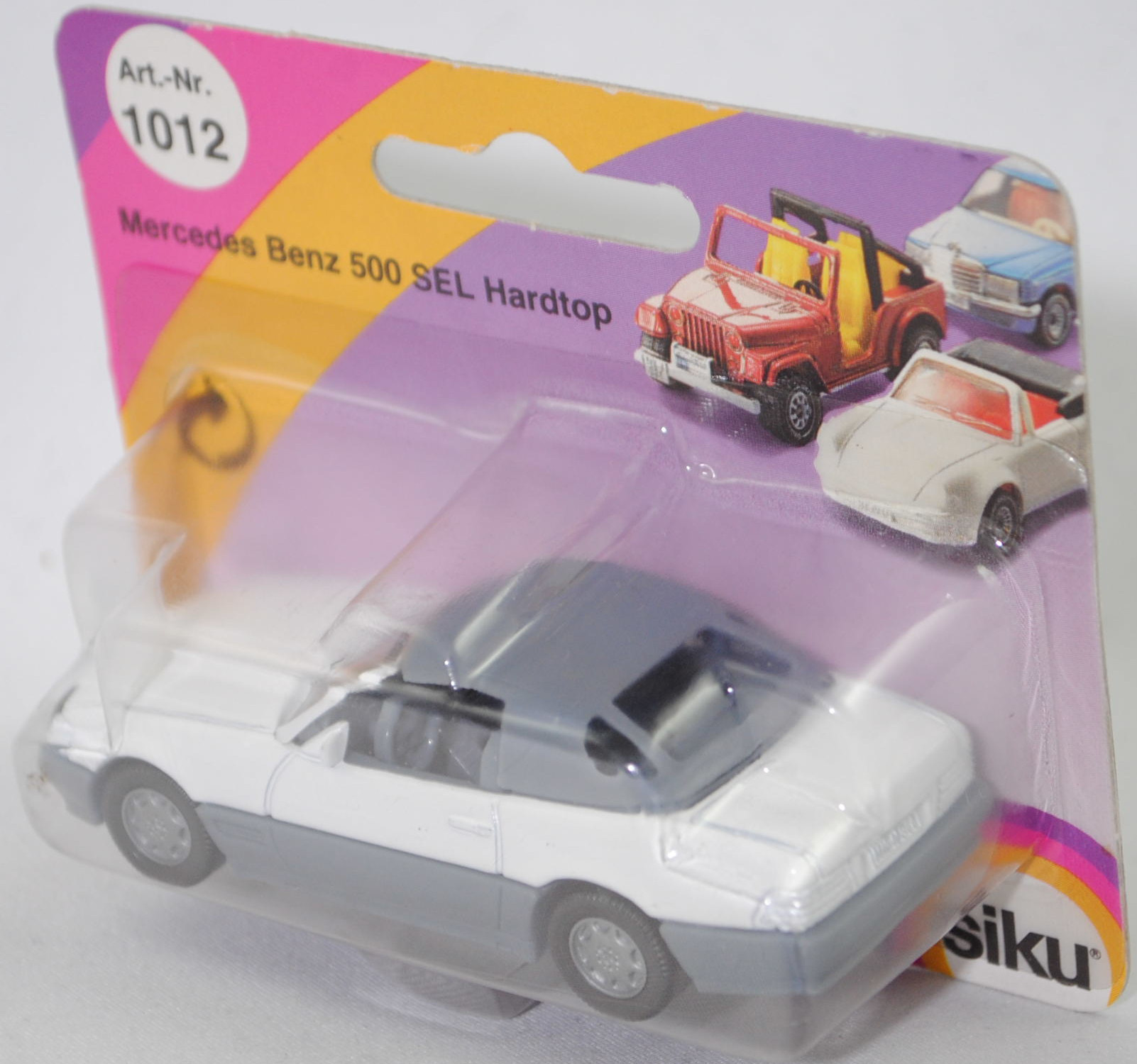 00004 Mercedes-Benz 500 SL mit Verdeck (Hardtop) (R 129, Modell 1989-1992), reinweiß/fehgrau, Scheibe seitlich  reinweiß, Heckklappe ohne Stern, Hong, B7, SIKU SUPER, 1:55, P23