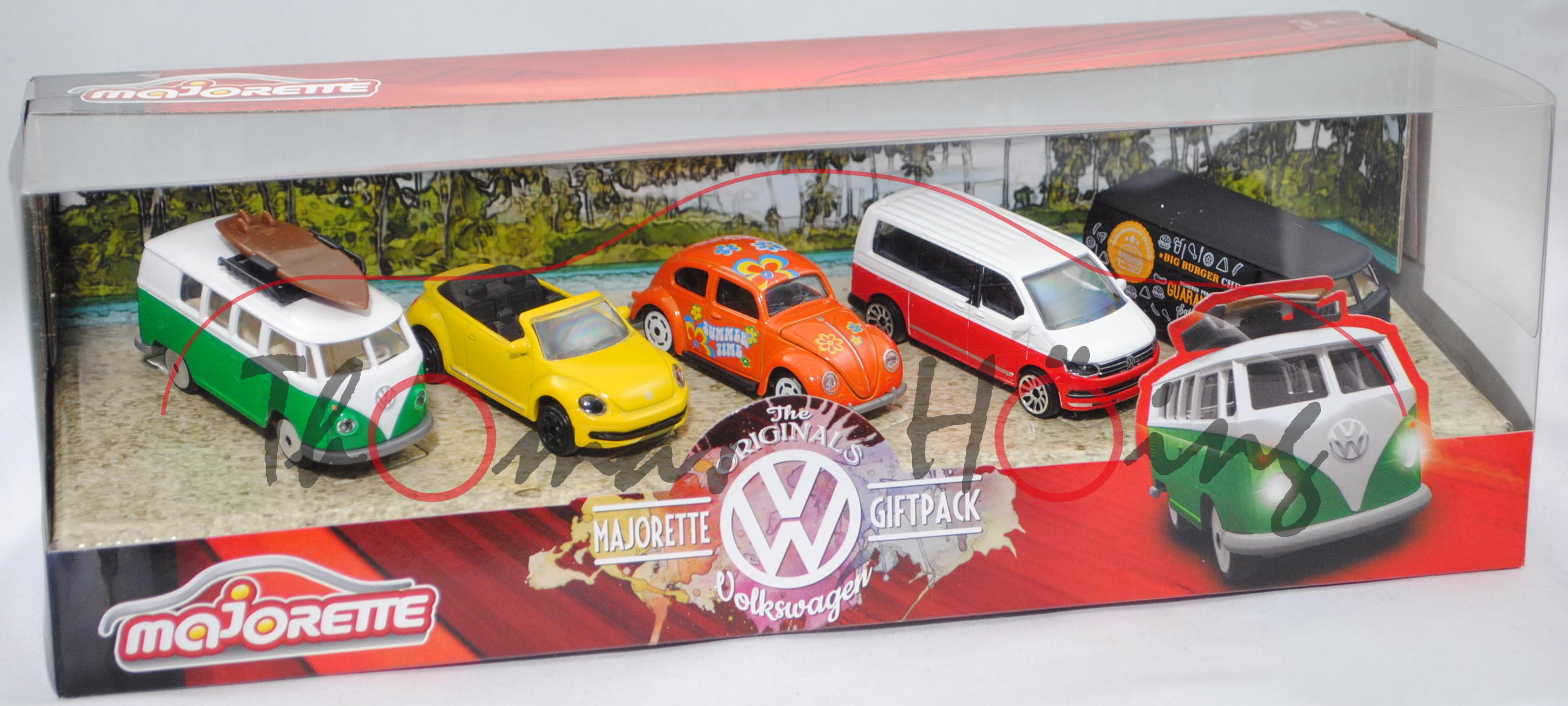 Volkswagen Giftpack (5 Modelle): T1 Kleinbus + Beetle Cabriolet + Beetle / Käfer + T6 Multivan + T1