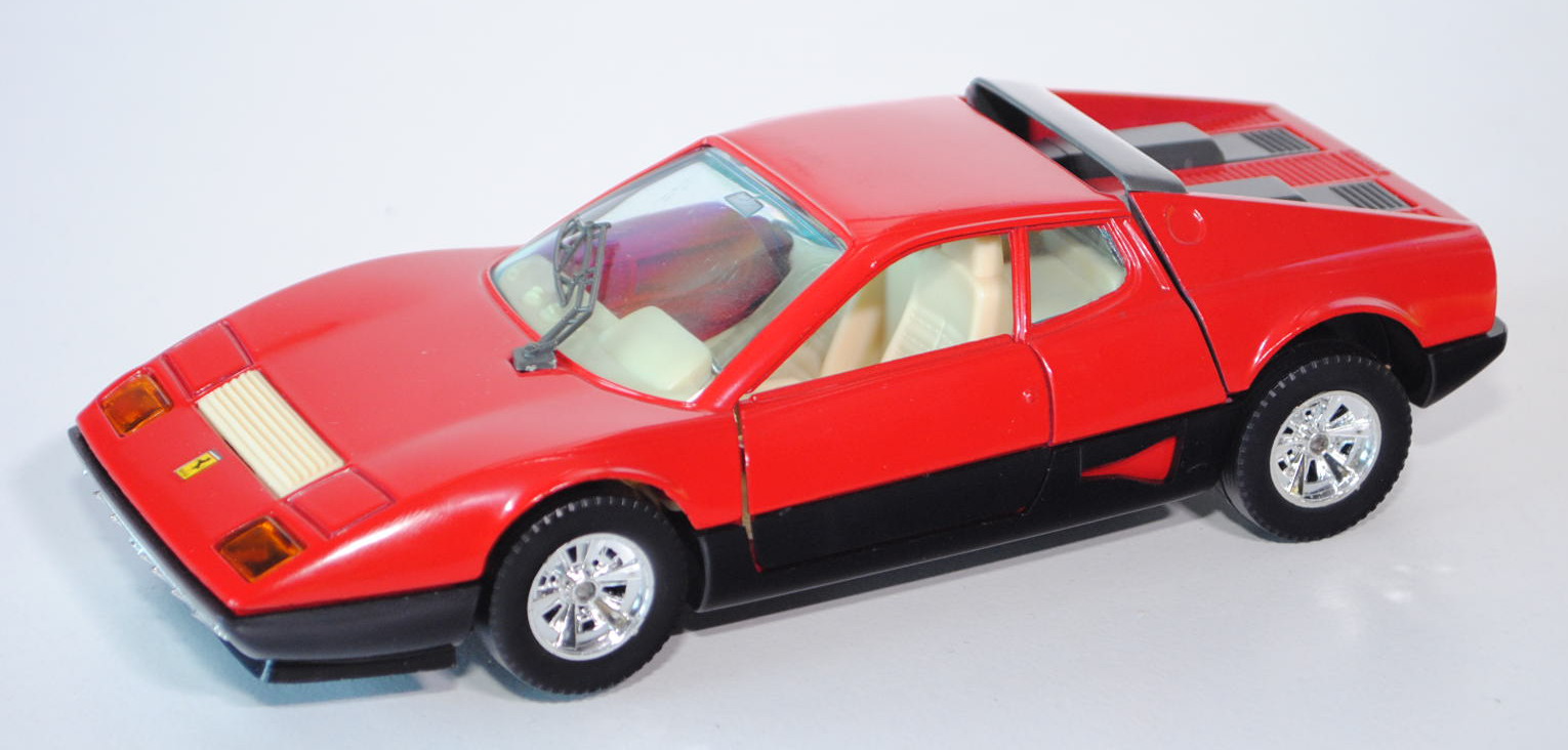 Ferrari 512 BB, Modell 1986, verkehrsrot/schwarz, Türen + Motorhaube zu öffnen, Bburago DIE CAST met