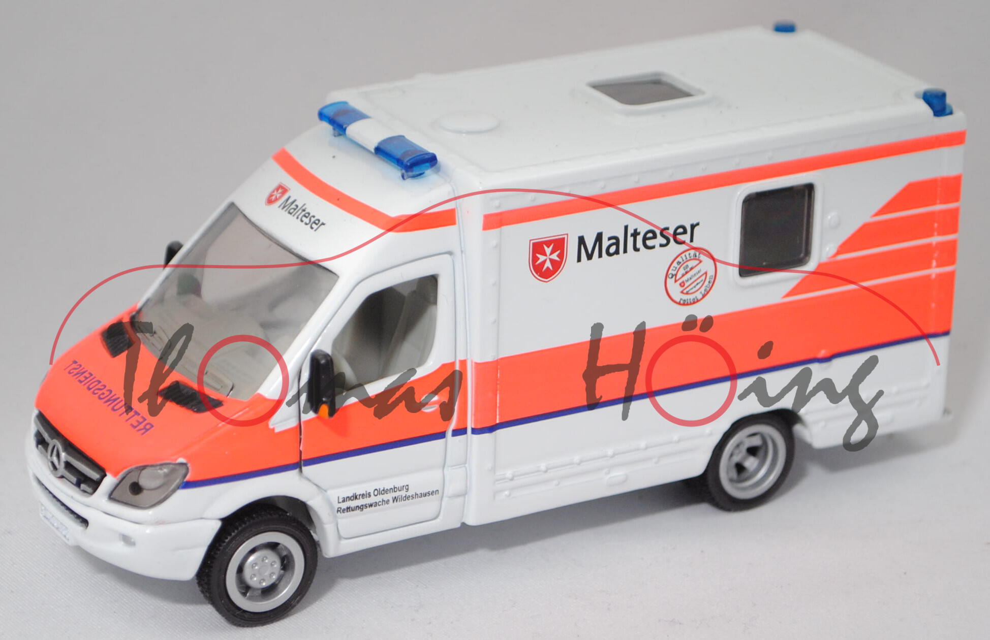 00401 RTW Mercedes-Benz Sprinter II (W 906, Mod. 06-09), weiß, Malteser / Wildeshausen, SIKU, m-