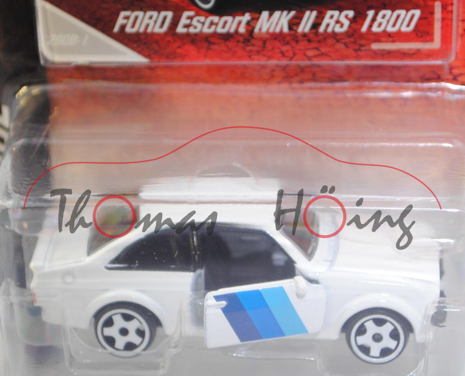 Ford Escort RS 1800 MK II (2. Gen., Typ Escort '75, Mod. 1977), weiß (diamantweiß / diamond white), Nr. 290B-1, majorette, 1:55, Blister