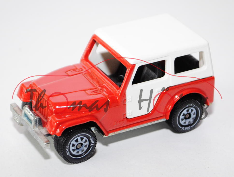 00003 Jeep CJ-5, Modell 1979-1983, verkehrsrot, innen schwarz, Verdeck weiß, B5