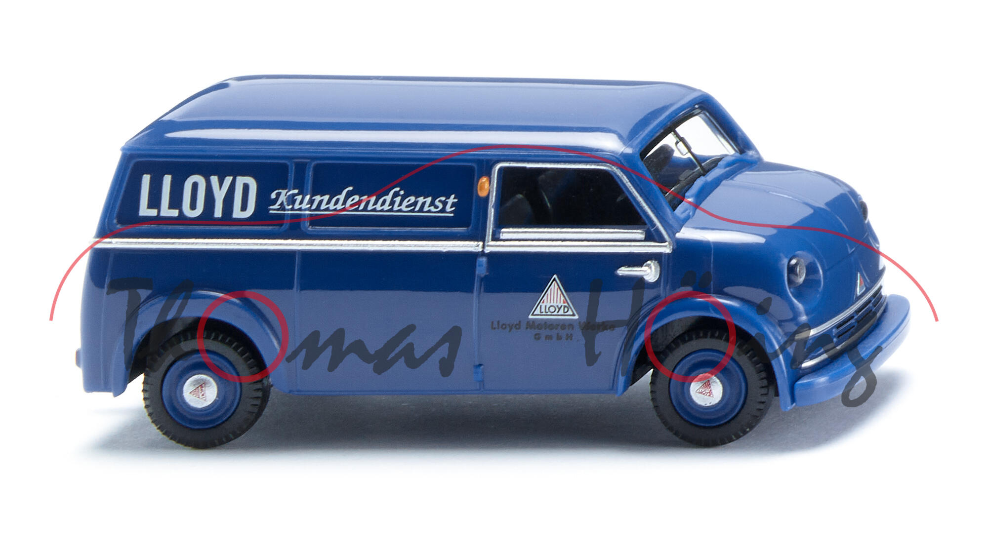 LLOYD LT 500 Kastenwagen (Modell 1952-1955), blau, LLOYD-Logo und Lloyd Motoren Werke / G m b H, Wiking, 1:87, mb