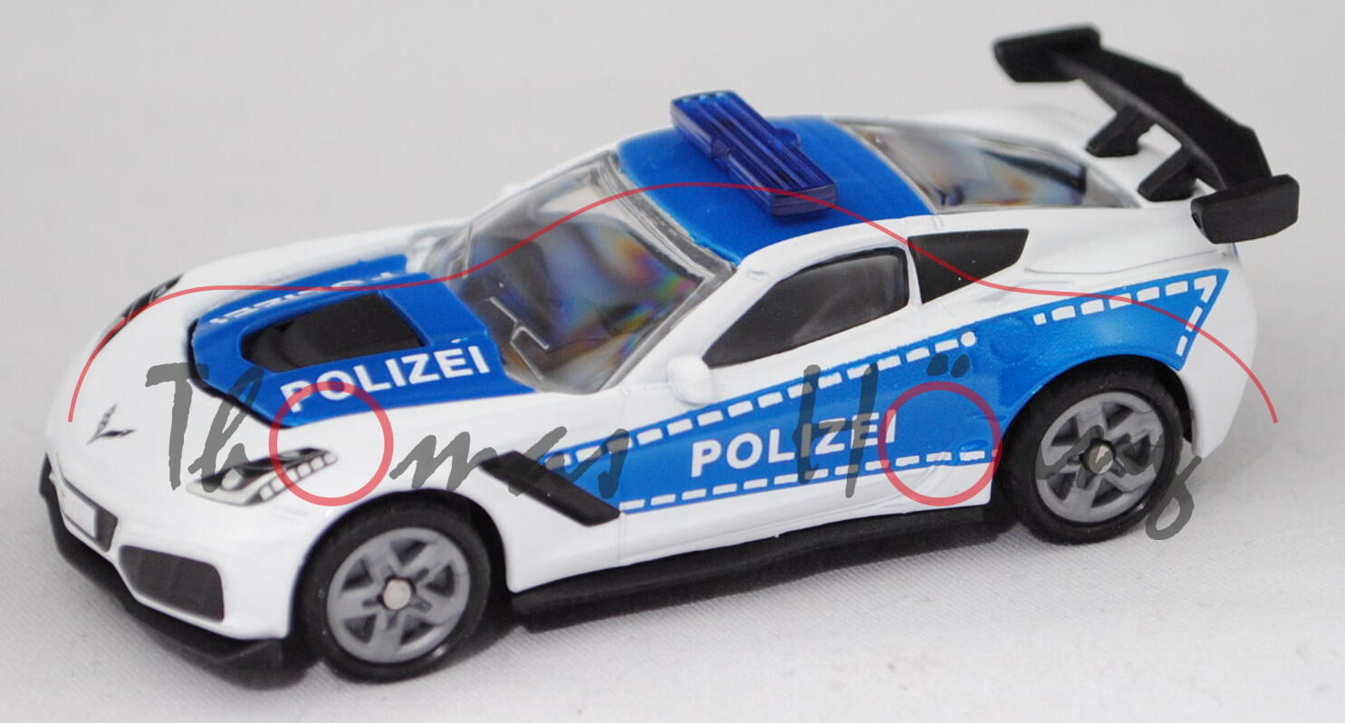 00000 Chevrolet Corvette ZR1 Coupé (Modell 2018-) Polizei, weiß, POLIZEI, SIKU, 1:56, P29e