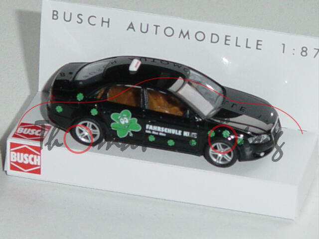 Audi A4, Mj. 2004, schwarz, FAHRSCHULE KLEE, Busch, 1:87, mb