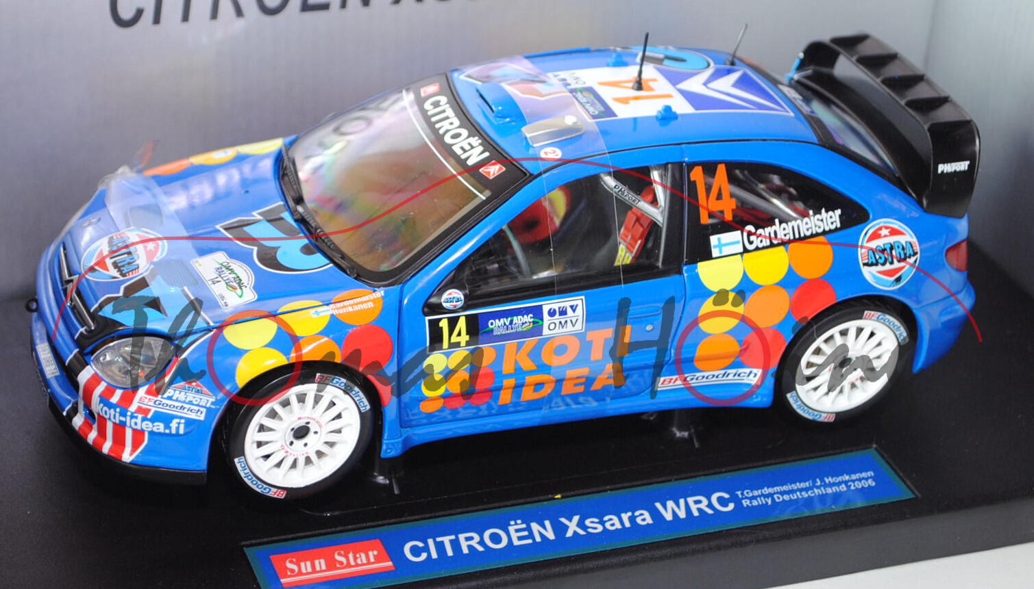 Citroen Xsara WRC (dreitüriges Schrägheck, Coupé), Modell 1998-2004, verkehrsblau, Rallye Deutschlan