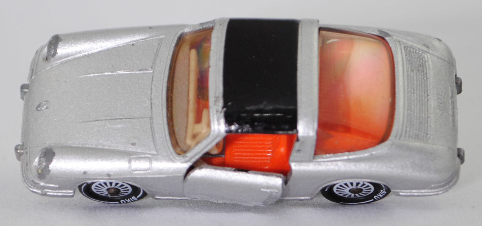 00009 Porsche 911 E Targa (Modell 1968-1969), silbergraumetallic, innen rotorange, Lenkrad cremeweiß, W-Germ, Verglasung rauch, R11 glatt, SIKU SUPER, 1:60, vsc