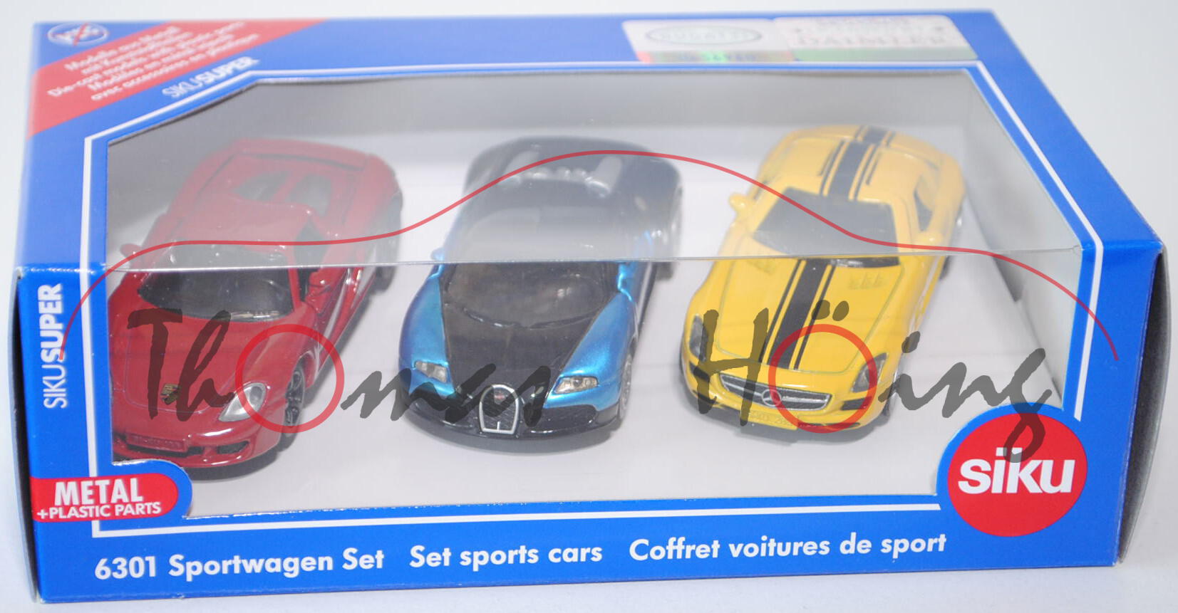 Geschenkset Sportwagen bestehend aus: Porsche Carrera GT, Modell 2003-2006 (vgl. 1001), karminrot; B