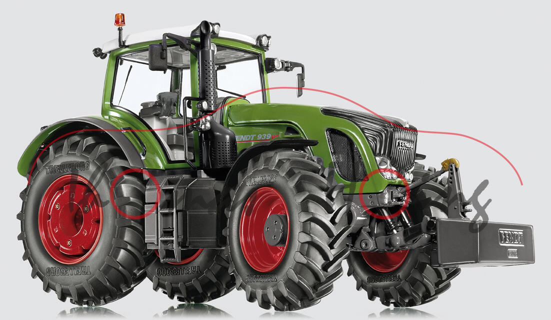 Fendt 939 Vario Traktor, resedagrün/grau, 1:32, Wiking, mb