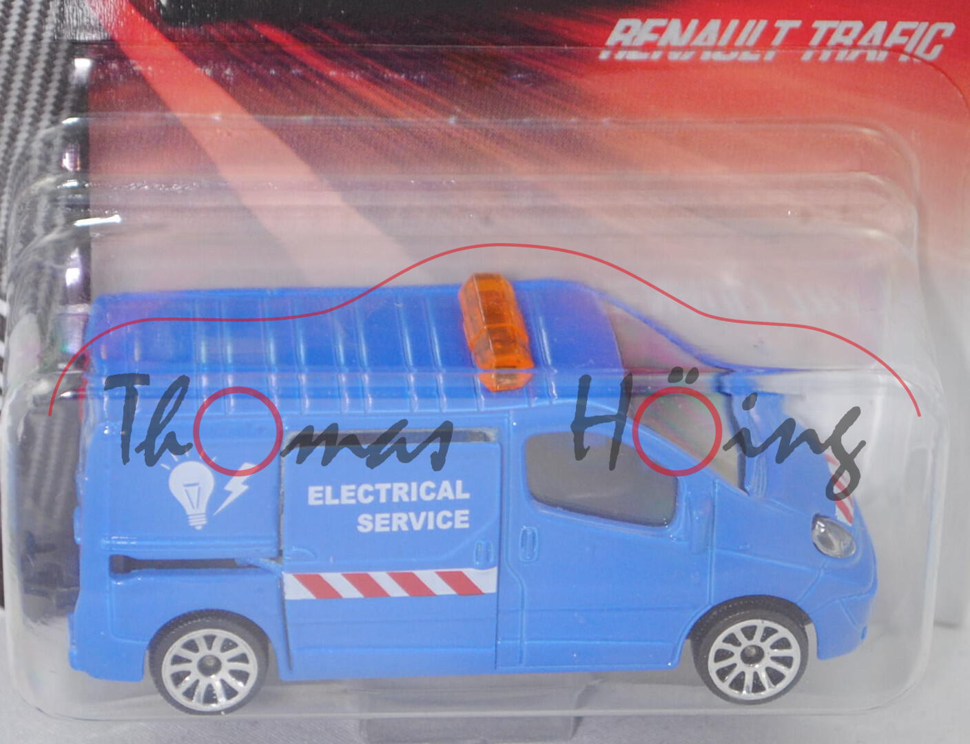 Renault Trafic II Kastenwagen (Mod. 2006-2014), blau, ELECTRICAL / SERVICE, majorette, 1:64, Blister