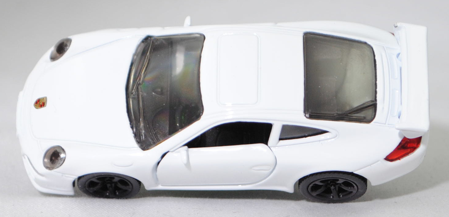 00004 Porsche 911 Carrera S (Typ 997.1 Coupé / 997 MK1 Coupé, Vorfacelift, Modell 2004-2008), reinweiß, B22a / B22b geschlossen schwarz, SIKU SUPER, 1:55, m